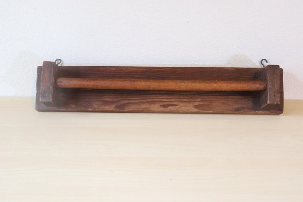 Antique Primitive Wood Towel Rack 16" Early American Rustic Washstand Rack